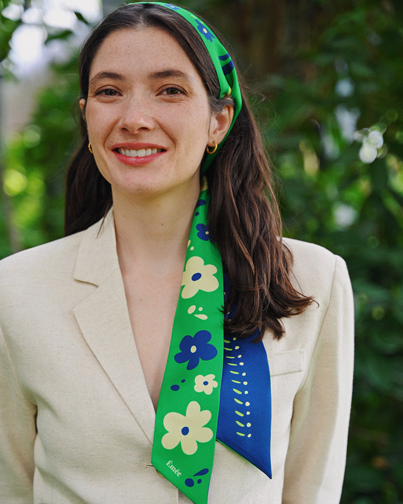 Lavaliere en soie Foulard en soie Femme Accessoire cheveux femme Luxe Soie de luxe Silk Vert 