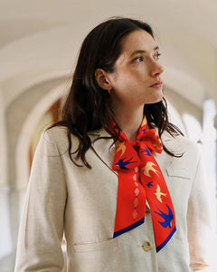 Foulard en soie rouge Lavalliere rouge Accessoire femme luxe 