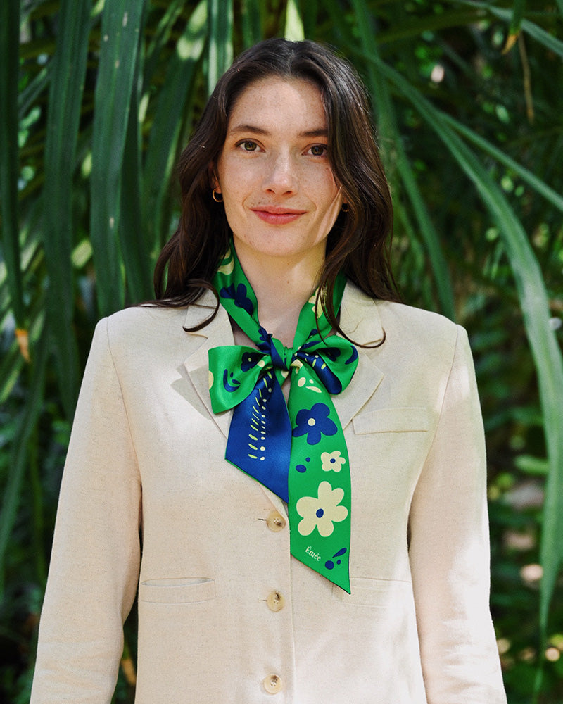 Foulard en soie Accessoire femme Design Luxe Soie Silk Cravate Vert 