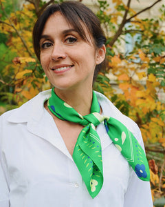 echarpe femme foulard femme carre de soie luxe vert elegante