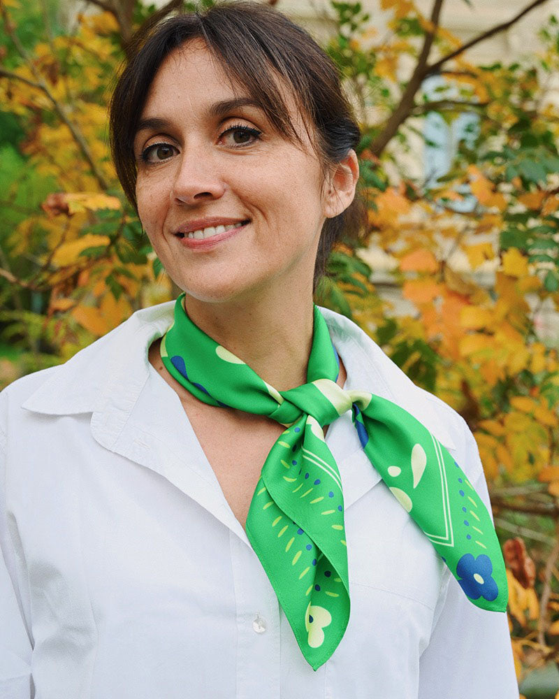 echarpe femme foulard femme carre de soie luxe vert elegante