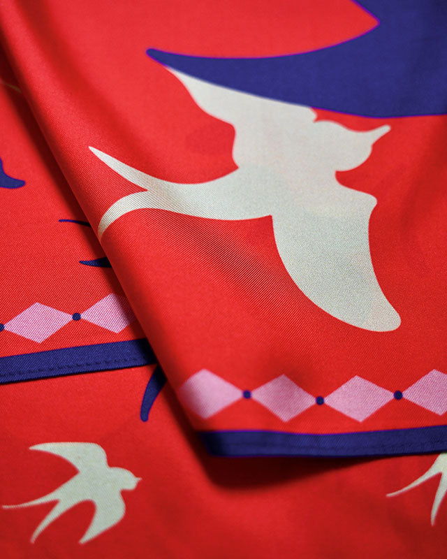 foulard en soie carre en soie rouge twill de soie accessoire femme